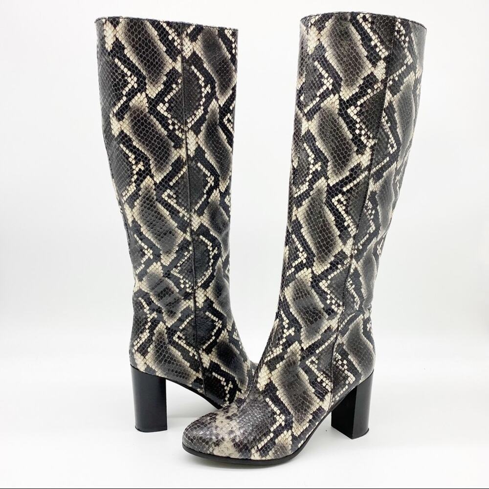 Dusano Womens Boots Size 37 Snakeskin Python‎ Print Chunky Heeled Mobwife Retro